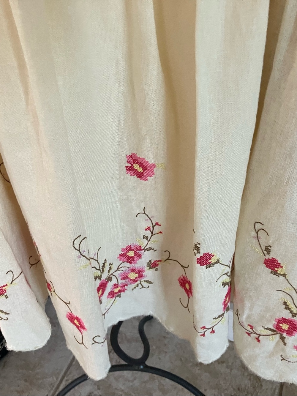 Caroline Constas Floral Embroidered Linen Midi Dress NWT Large - Picture 5 of 11